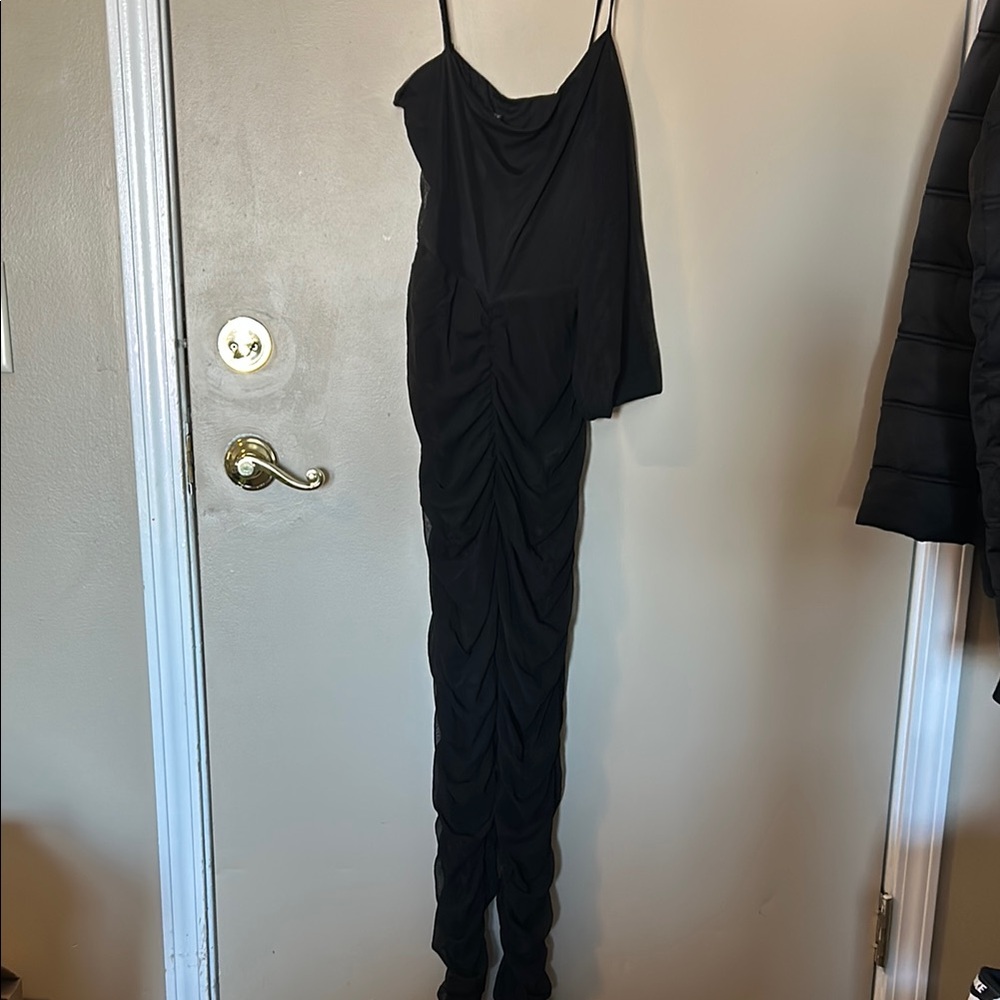 Elegant Black Draped Jumpsuit